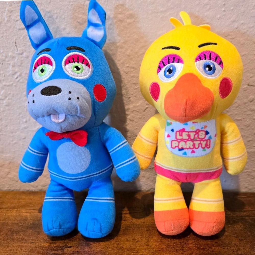 2025 Five Nights At Freddy's Toy Bonnie Toy Chica Plush Lot 10" PhatMojo FNAF